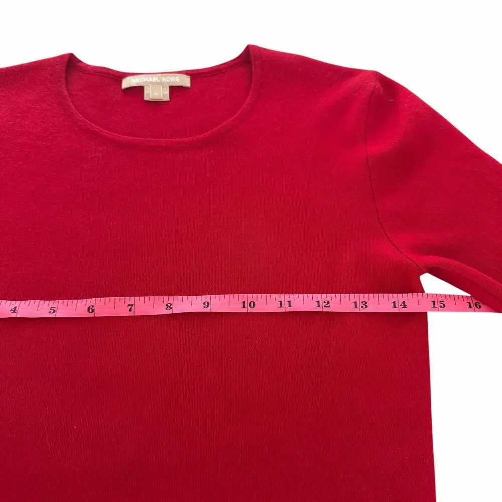 Michael Kors  Red Cashmere Short-Sleeve Sweater Medium